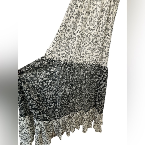 VINCE CAMUTO Bow Back Tiered Floral Colorblock Maxi Dress NWOT - Picture 2 of 8